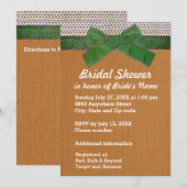 Green Ribbon, kant, Tan Burlap Vrijgezellenfeest I Kaart (Voorkant / Achterkant)