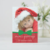 Green Ribbon Kerstfeestay Fotokaart Kaart (Staand voorkant)