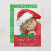 Green Ribbon Kerstfeestay Fotokaart Kaart (Voorkant / Achterkant)