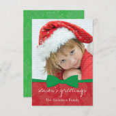 Green Ribbon Kerstfeestay Fotokaart Kaart (Voorkant / Achterkant)