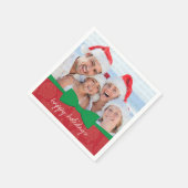 Green Ribbon Kerstfeestay Photo Paper Napkins Servetten (Hoek)