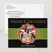 Green Ribbon Kerstmis Foto Holiday Briefkaart (Voorkant / Achterkant)