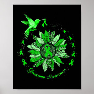 Green Ribbon Leopard Sunflower Glaucoma Bewustheid Poster