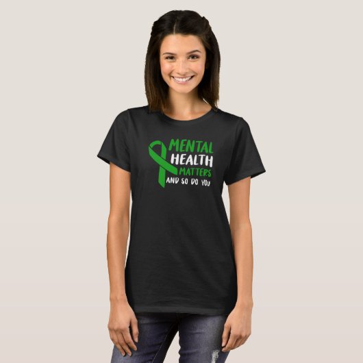 Green Ribbon Mental Health Awareness Matters And S T-shirt (Voorkant volledig)