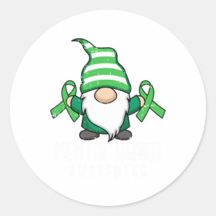 Green Ribbon Mental Health Awareness Warrior Ronde Sticker