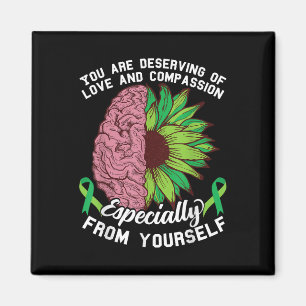 Green Ribbon Mental Health Awareness Zonnebloem Magneet