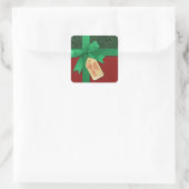 Green Ribbon Merry kerstcadeau Vierkante Sticker (Tas)