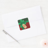Green Ribbon Merry kerstcadeau Vierkante Sticker (Envelop)