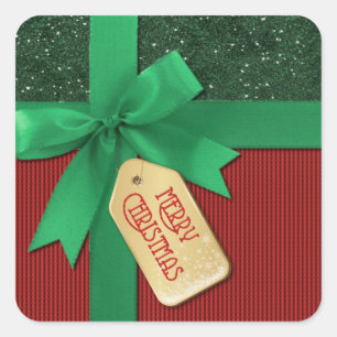 Green Ribbon Merry kerstcadeautjes Vierkante Sticker