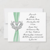 Green Ribbon Silver Swan Bachelorette Party Invite Kaart (Voorkant)