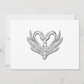Green Ribbon Silver Swans Invitation Kaart (Achterkant)