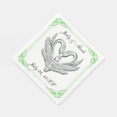 Green Ribbon Silver Swans Paper Napkins Servet (Hoek)