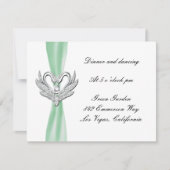 Green Ribbon Silver Swans Reception Kaart (Voorkant)