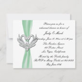 Green Ribbon Silver Swans Rehearsal Dinner Invite Kaart (Voorkant)