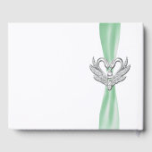 Green Ribbon Silver Swans Wedding Guestbook Gastenboek (Achterkant)