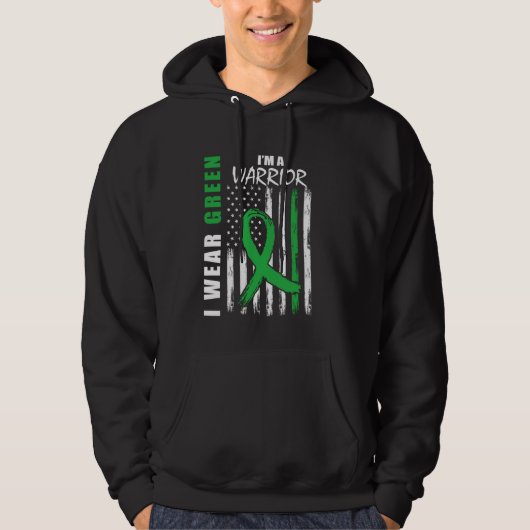 Green Ribbon Warrior Kidney Disease Awareness Flag Hoodie (Voorkant)