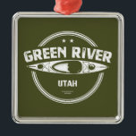 Green River Utah Kayaking Metalen Ornament<br><div class="desc">De grote groene rivier daalt naar Utah, stroomt naar het oosten naar Colorado, en keert dan terug door Utah, omdat het een pad doorsnijdt door een dramatisch en gevarieerd landschap van bergen, kanjonen en woestijn gedurende 730 mijl.</div>