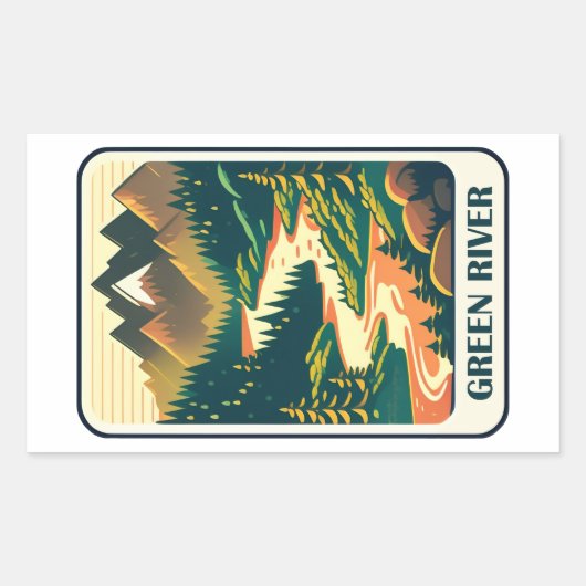 Green River Utah Kleuren Rechthoekige Sticker (Voorkant)