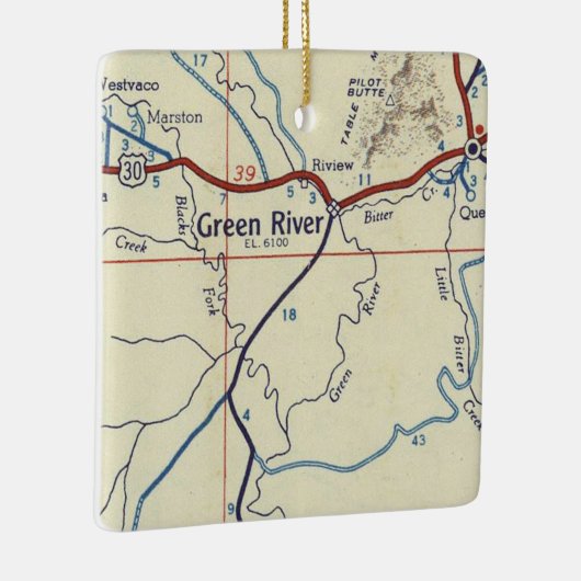 Green River WY  Map Keramisch Ornament (Rechts)