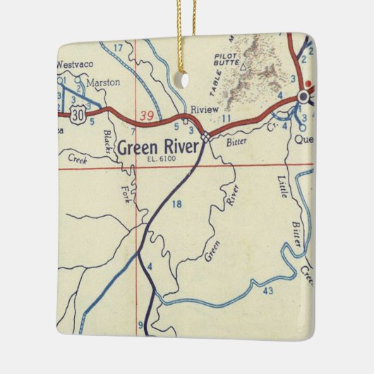 Green River WY Map Keramisch Ornament (Links)