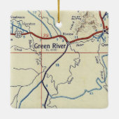 Green River WY Map Keramisch Ornament (Achterkant)
