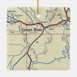 Green River WY  Map Keramisch Ornament