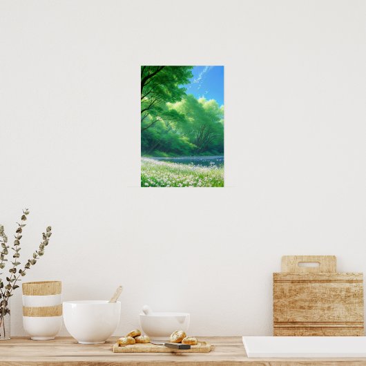 Green Riverbank Poster (Keuken)