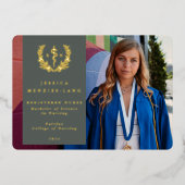 Green RN Asclepius Afstuderen Fotoaankondiging Folie Uitnodiging (Voorkant)