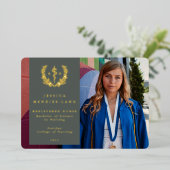 Green RN Asclepius Afstuderen Fotoaankondiging Folie Uitnodiging (Staand Voorkant)
