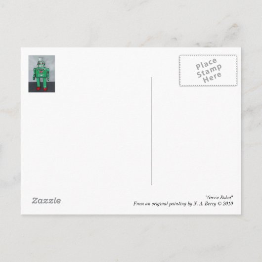 Green Robot Briefkaart (Achterkant)