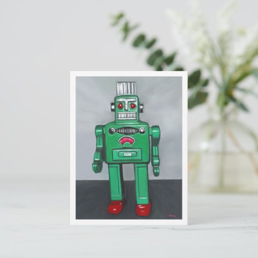 Green Robot Briefkaart (Staand voorkant)