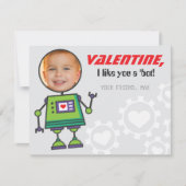 Green Robot Valentijnsdag Boy Foto Classroom Feestdagenkaart (Voorkant)