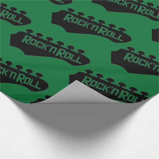 Green Rock en Roll Guitar Pattern Cadeaupapier (Hoek)