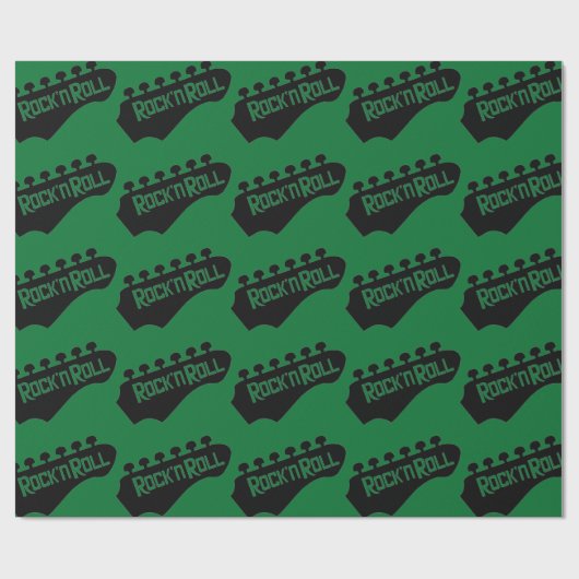 Green Rock en Roll Guitar Pattern Cadeaupapier (Vlak)