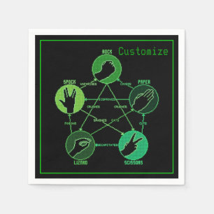 Green Rock Paper Scissors Lizard Spock Napkins Servetten