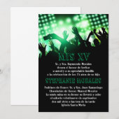 Green Rock Star Quinceanera Birthday Uitnodiging (Voorkant / Achterkant)