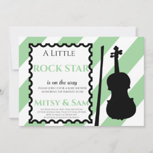 Green Rock Star Rock a bye Baby shower Invitation Kaart