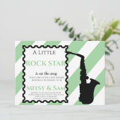 Green Rock Star Rock a bye Baby shower Invitation Kaart (Staand voorkant)