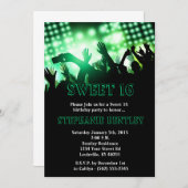 Green Rock Star Sweet 16 verjaardagsuitnodiging Kaart (Voorkant / Achterkant)