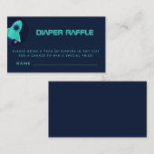 Green Rocket Spaceship Space Theme Diaper Raffle Informatiekaartje (Voorkant / Achterkant)