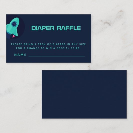 Green Rocket Spaceship Space Theme Diaper Raffle Informatiekaartje (Voorkant / Achterkant)
