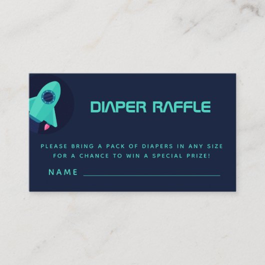 Green Rocket Spaceship Space Theme Diaper Raffle Informatiekaartje (Voorkant)