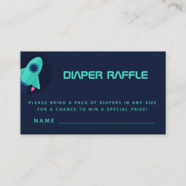 Green Rocket Spaceship Space Theme Diaper Raffle Informatiekaartje