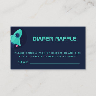 Green Rocket Spaceship Space Theme Diaper Raffle Informatiekaartje
