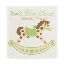 Green Rocking Horse Baby shower servetten