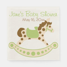 Green Rocking Horse Baby shower servetten