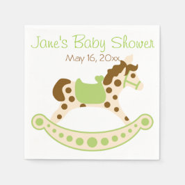 Green Rocking Horse Baby shower servetten