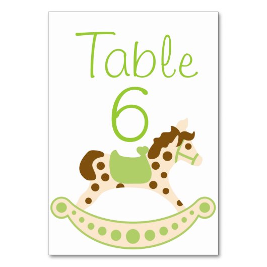 Green Rocking Horse Baby shower Tafelnummers (Voorkant)