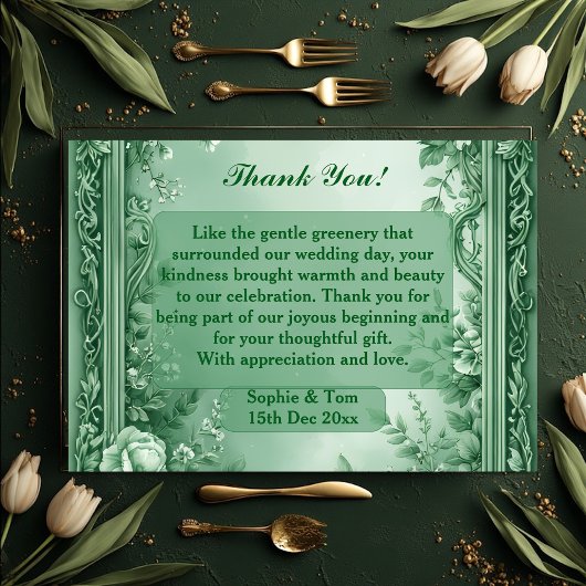 Green Rococo Garden Grand Baroque Opulence Wedding Bedankkaart