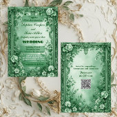 Green Rococo Garden Grand Baroque Opulence Wedding Kaart